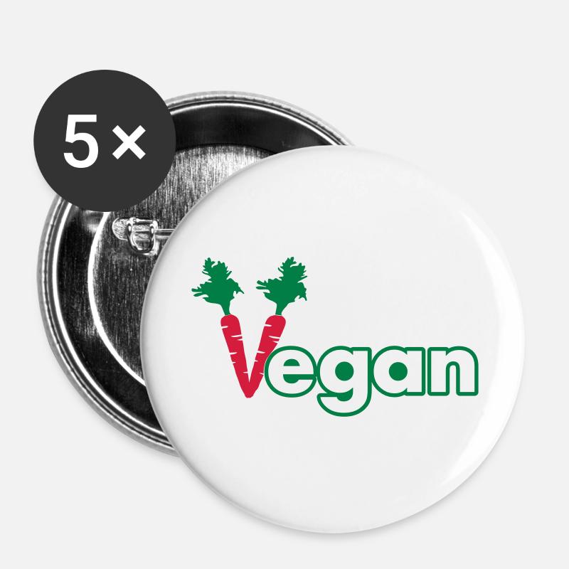 vegan - Buttons groß 56 mm (5er Pack) - Weiß
