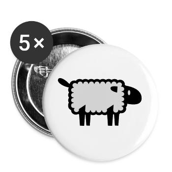 schaf - Buttons groß 56 mm (5er Pack) - Weiß - Vorne