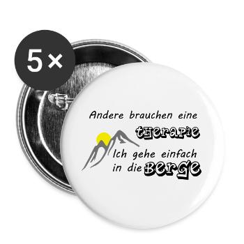 Berge Therapie - Buttons groß 56 mm (5er Pack) - Weiß - Vorne
