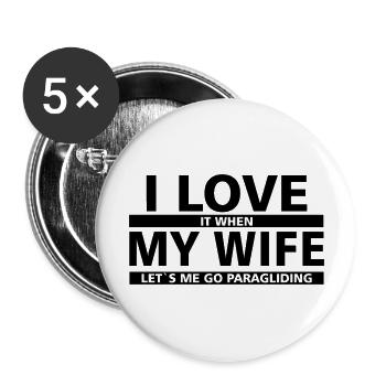 wife paragliding - Lot de 5 grands badges (56 mm) - blanc - Devant