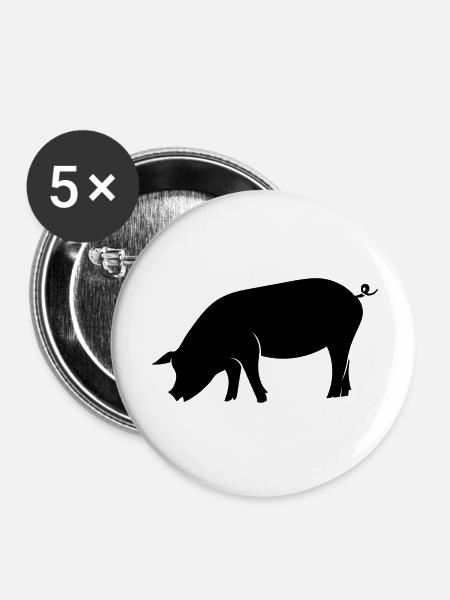 Schwein - Buttons groß 56 mm (5er Pack) - Weiß
