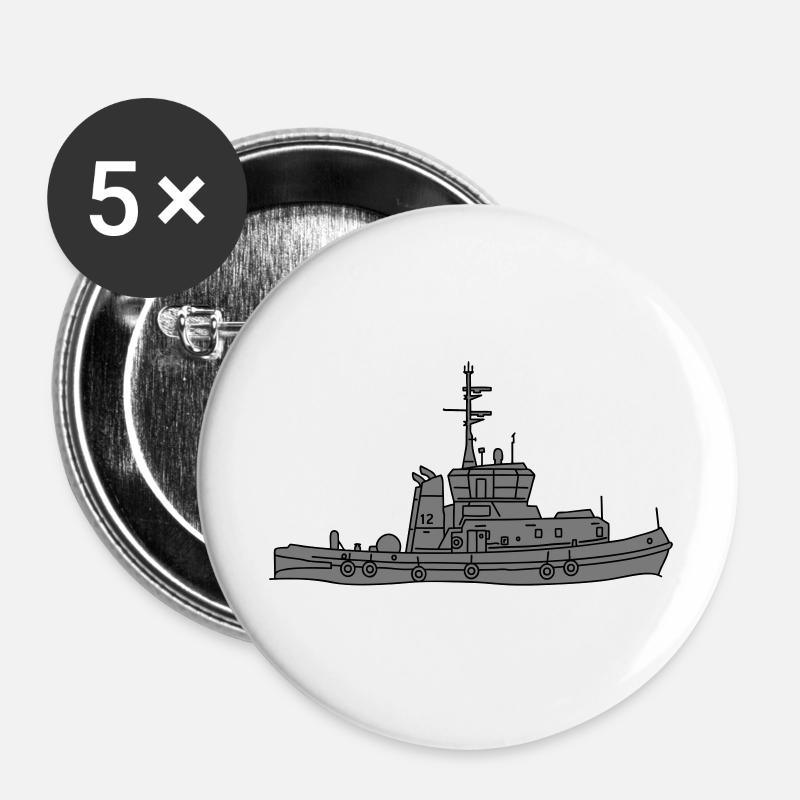 Tug or towing boat 2 - Buttons large 2.2''/56 mm (5-pack) - white