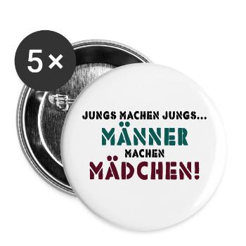 JUNGS MACHEN JUNGS - Buttons groß 56 mm (5er Pack) - Weiß - Vorne