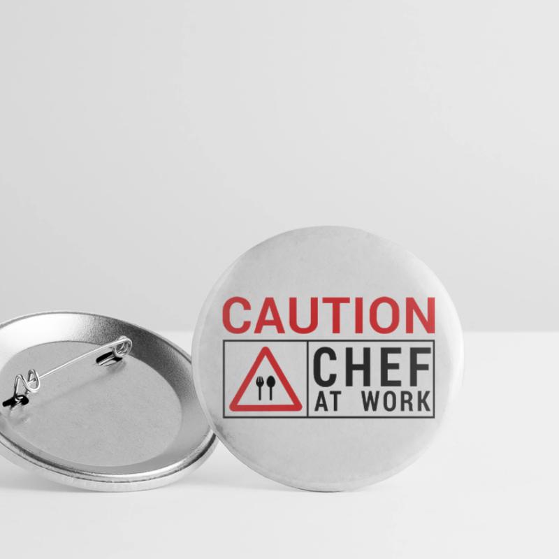 Chef / Chef Cook: Caution - Chef at work. Buttons large 2.2''/56 mm (5-pack)