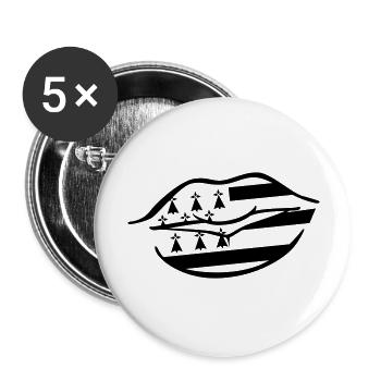 große Küsse Lippen Breton - Buttons groß 56 mm (5er Pack) - Weiß - Vorne