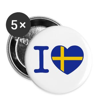 I love Schweden - Buttons groß 56 mm (5er Pack) - Weiß - Vorne