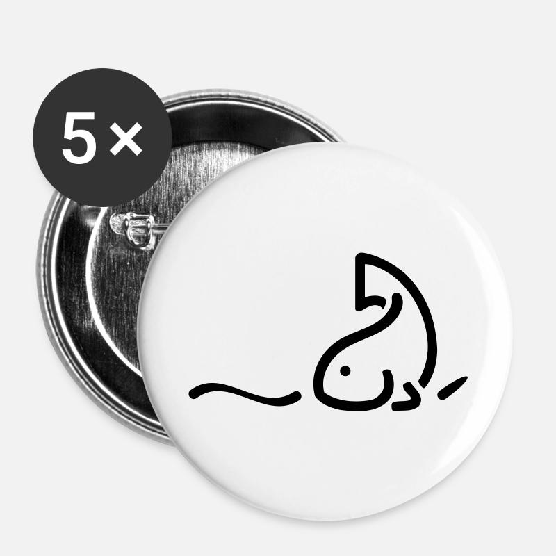 Fish Illustration - Buttons large 2.2''/56 mm (5-pack) - white