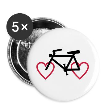 2541614 129298473 CYCLING HEART - Buttons large 2.2''/56 mm (5-pack) - white - Front