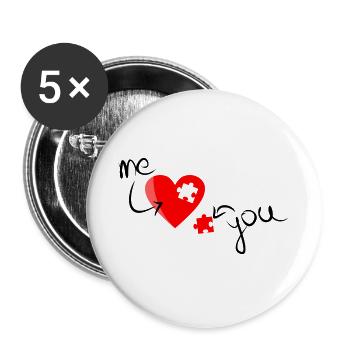 You and I equal love - Buttons large 2.2''/56 mm (5-pack) - white - Front