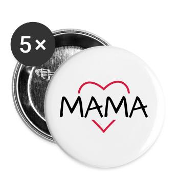 Mama Herz Geschenk Muttertag Geburtstag - Buttons groß 56 mm (5er Pack) - Weiß - Vorne