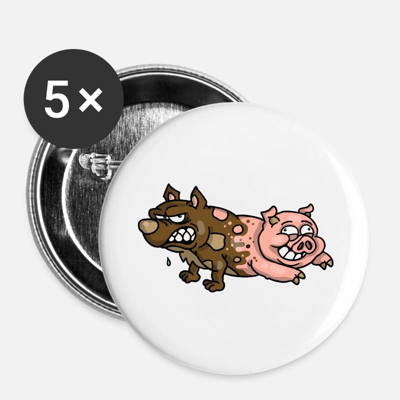 Schweinehund - Buttons groß 56 mm (5er Pack) - Weiß