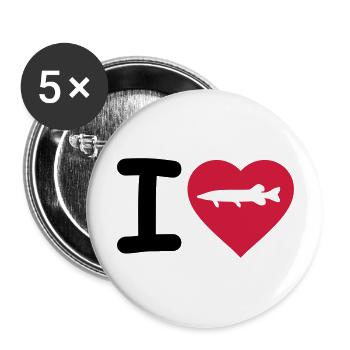 Fishing - I love pike - Buttons large 2.2''/56 mm (5-pack) - white - Front