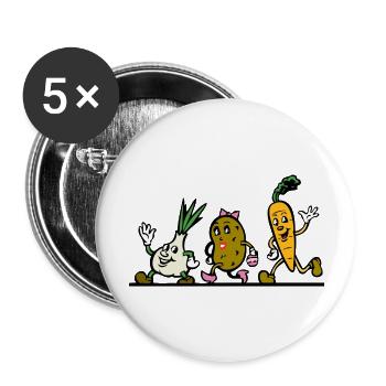 Gemüse - Buttons groß 56 mm (5er Pack) - Weiß - Vorne