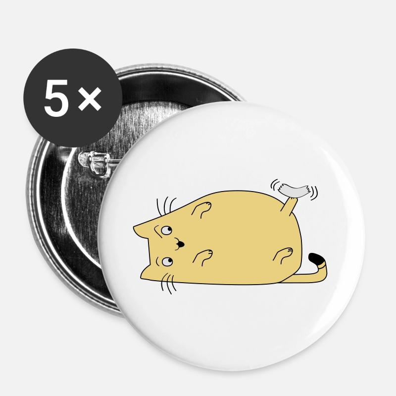 Cat with tape - Buttons large 2.2''/56 mm (5-pack) - white