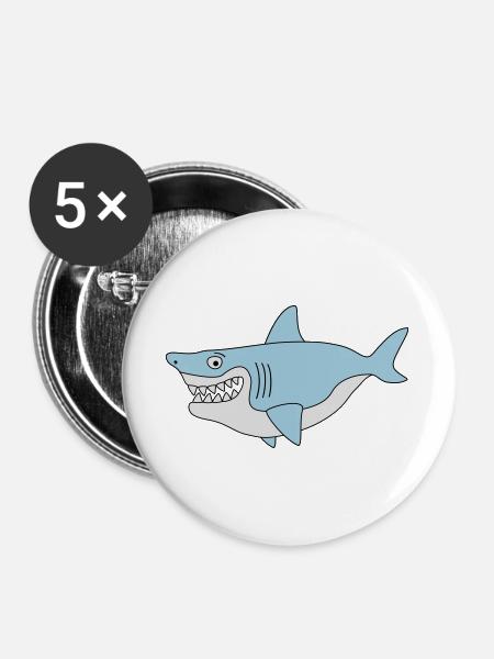Shark smile - Buttons large 2.2''/56 mm (5-pack) - white