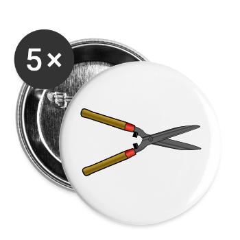heckenschere strauecher buesche garten pflanzen - Buttons groß 56 mm (5er Pack) - Weiß - Vorne