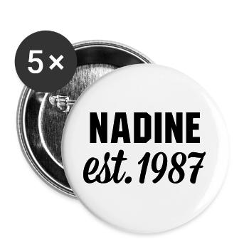 Nadine est 1987 - Buttons groß 56 mm (5er Pack) - Weiß - Vorne