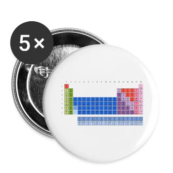 Tableau périodique des éléments (PSE) Tableau - Lot de 5 grands badges (56 mm) - blanc - Devant