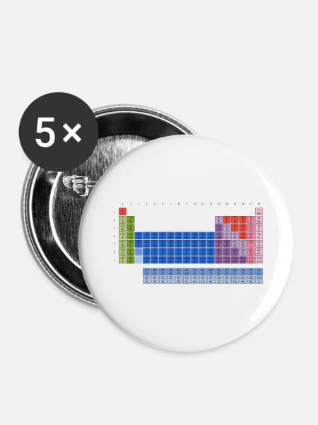 Periodic Table of the Elements - Buttons large 2.2''/56 mm (5-pack) - white