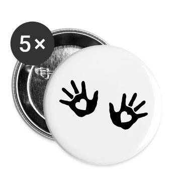 Bébé mains - cœur - Lot de 5 grands badges (56 mm) - blanc - Devant