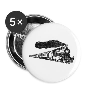 Zug-eisenbahn-dampflok-lo - Buttons groß 56 mm (5er Pack) - Weiß - Vorne