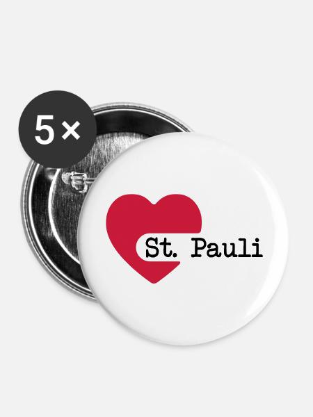 love_st_pauli - Buttons groß 56 mm (5er Pack) - Weiß