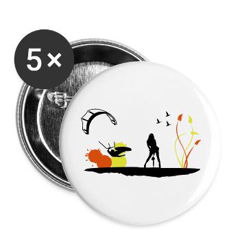 Kitesurfen - Buttons groß 56 mm (5er Pack) - Weiß - Vorne