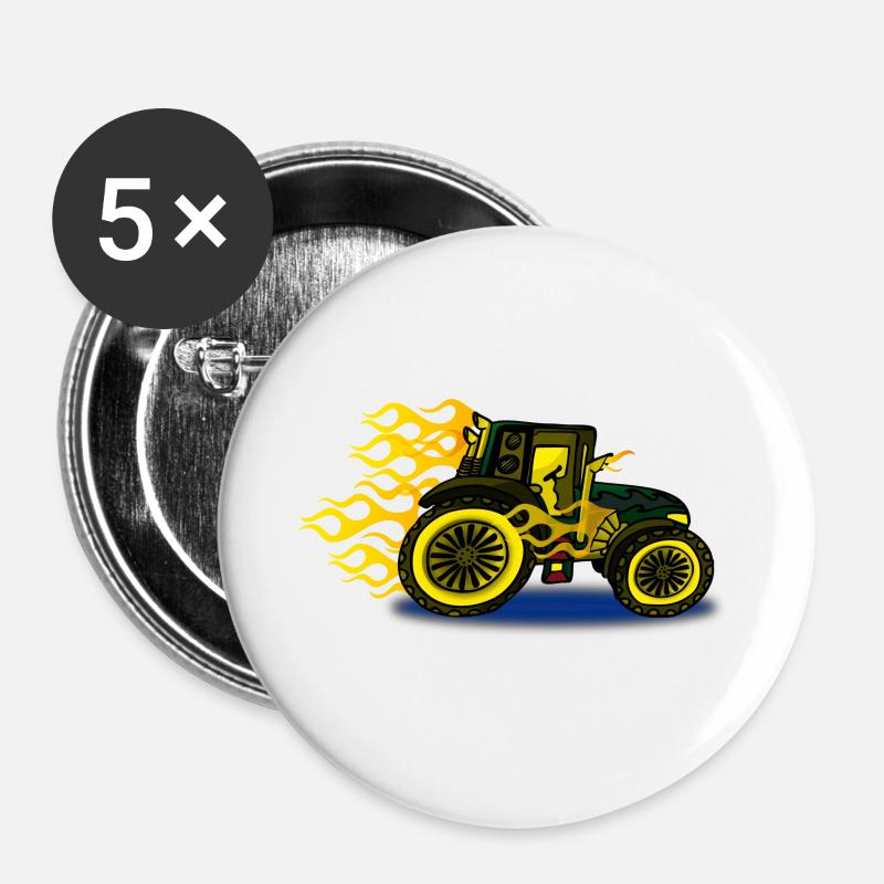 HotRod Tractor - Buttons large 2.2''/56 mm (5-pack) - white