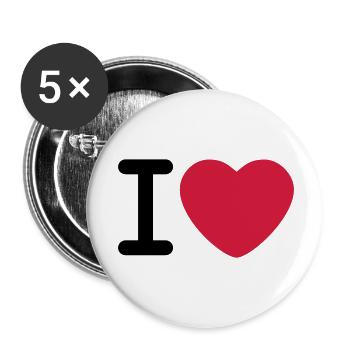 I love - Buttons large 2.2''/56 mm (5-pack) - white - Front