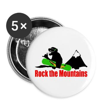 rock the mountains - Buttons groß 56 mm (5er Pack) - Weiß - Vorne
