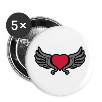 tribal_heart_wings_kontur_3c - Buttons groß 56 mm (5er Pack) - Weiß - Vorne
