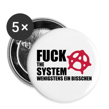 fuck_the_system_2 - Buttons groß 56 mm (5er Pack) - Weiß - Vorne