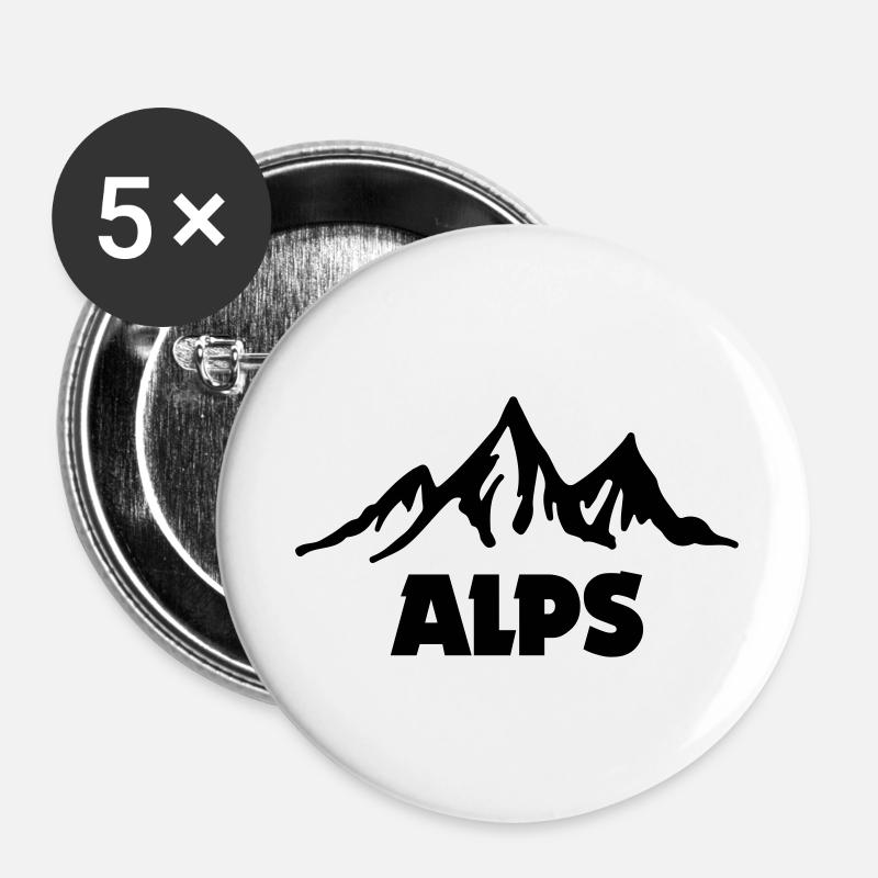 alps - Lot de 5 grands badges (56 mm) - blanc