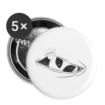 Lustiger Alien guckt aus dem Bauch - Buttons groß 56 mm (5er Pack) - Weiß - Vorne