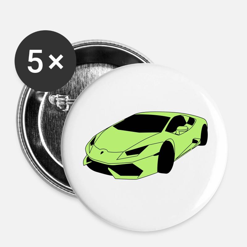 Lambo Sportwagen - Buttons groß 56 mm (5er Pack) - Weiß