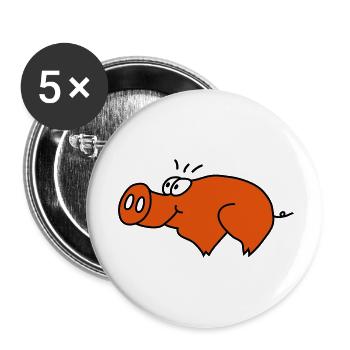 Schwein - Buttons groß 56 mm (5er Pack) - Weiß - Vorne