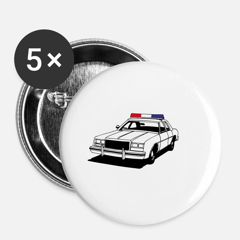 Police Car II - Buttons large 2.2''/56 mm (5-pack) - white