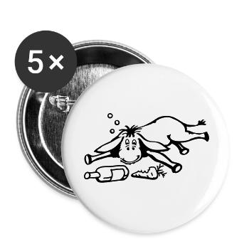 Esel betrunken - Buttons groß 56 mm (5er Pack) - Weiß - Vorne