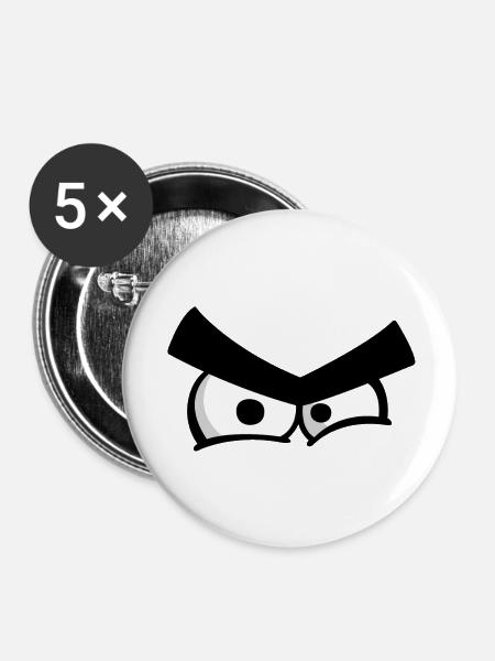 Verärgerte Augen - Buttons groß 56 mm (5er Pack) - Weiß