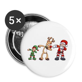 Christmas scene with elf, reindeer and Santa Claus - Buttons large 2.2''/56 mm (5-pack) - white - Front