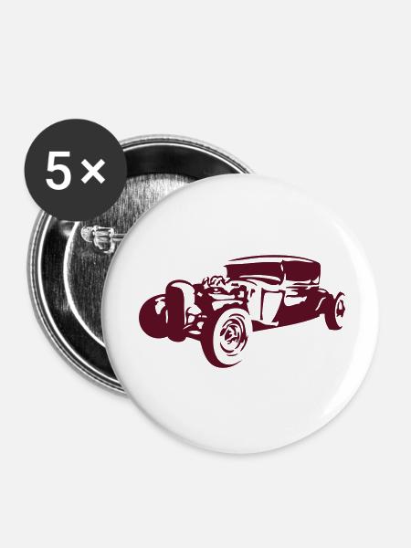 alt Oldtimer als Automobil - Buttons groß 56 mm (5er Pack) - Weiß
