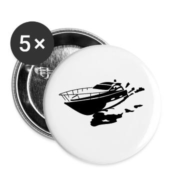 Motorboot - Buttons groß 56 mm (5er Pack) - Weiß - Vorne