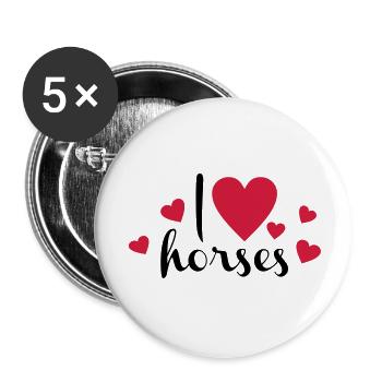 Pferd - Buttons groß 56 mm (5er Pack) - Weiß - Vorne