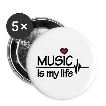 Music is my life - Buttons groß 56 mm (5er Pack) - Weiß - Vorne