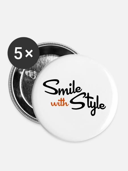 smile - Buttons groß 56 mm (5er Pack) - Weiß
