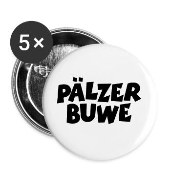 Pälzer Buwe - Pfälzer Jungs aus der Pfalz - Buttons groß 56 mm (5er Pack) - Weiß - Vorne