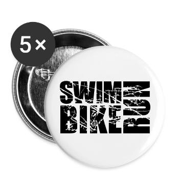 scratch tears stamp swim bike run text logo tria - Buttons large 2.2''/56 mm (5-pack) - white - Front