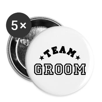 team groom - Lot de 5 grands badges (56 mm) - blanc - Devant
