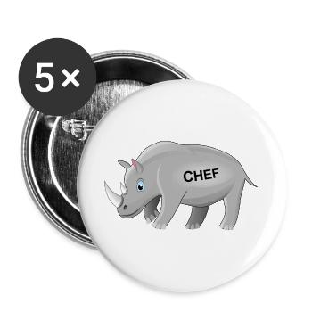 Nashorn, Chef, rhino, Boss, Ceo, lustiges Geschenk - Buttons groß 56 mm (5er Pack) - Weiß - Vorne