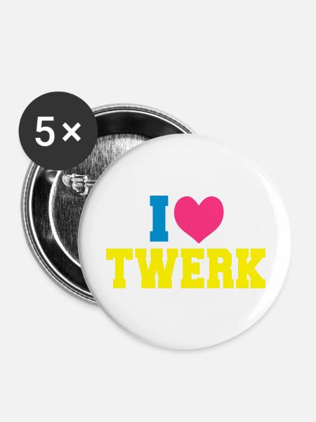 I love TWERK - Buttons groß 56 mm (5er Pack) - Weiß